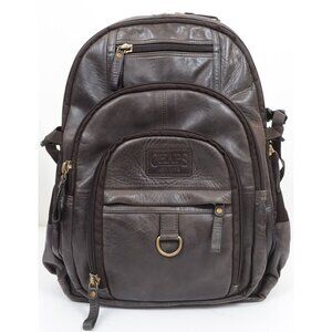 RARE Chaps Ralph Lauren Genuine Leather Laptop Backpack MSRP $250 Preppy Office